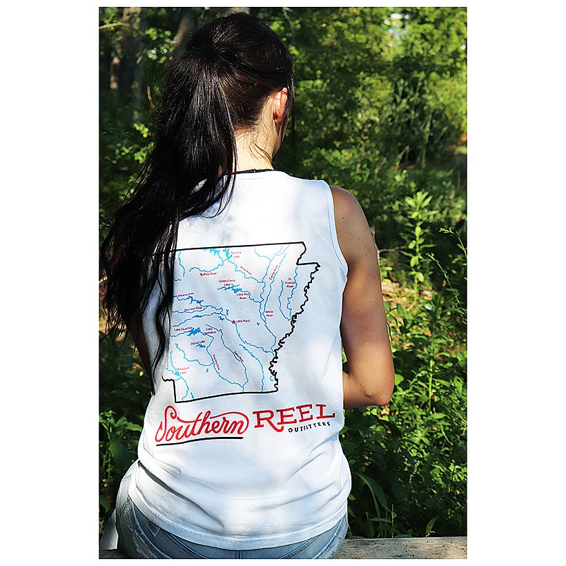 Southern Reel Outfitters Arkansas Lakes & Rivers Woman's Tank 1 Southern Reel Outfitters Arkansas Lakes & Rivers Woman's Tank